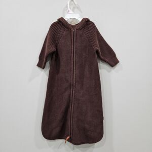 Goumi Shadow Knit Wearable Blanket Sweater Sz M Brown Oversized Cozy Cottagecore